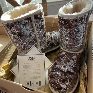 Size 8-Classic Short Sparkles UGG boots.